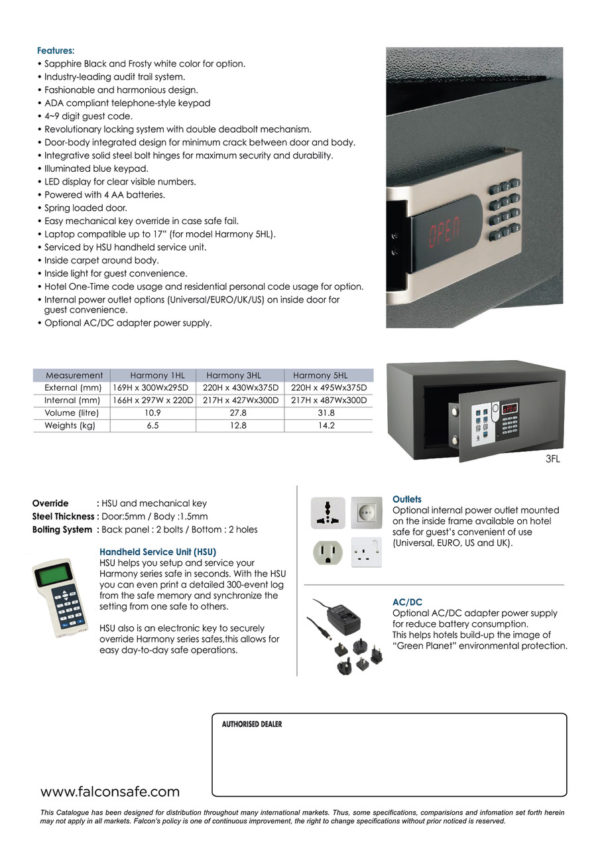 FalconsafeHotelSafeHaASrmonySeriesBrochure